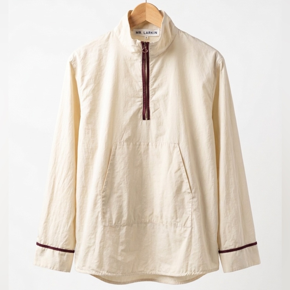 MR LARKIN | High Collar Half Zip Poplin